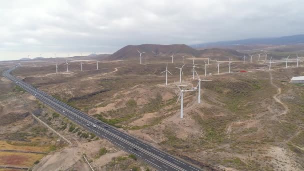 Tenerife Kanarya Adaları Spanya Yel Değirmenleri Yüksekliği Hava Manzara Atış — Stok video