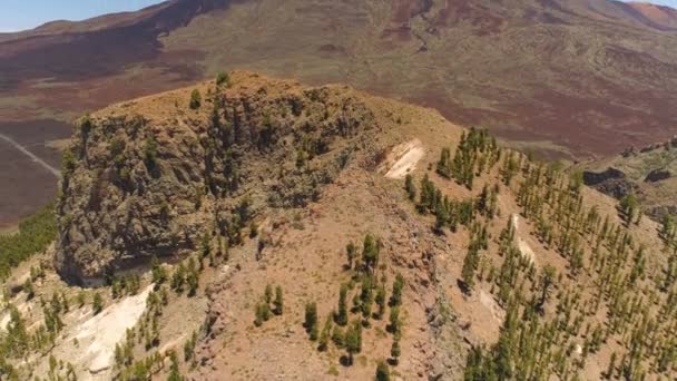 Teide 国家公园的鸟瞰图 飞越山脉和硬化的熔岩 特内里费岛 加那利群岛 — 图库视频影像