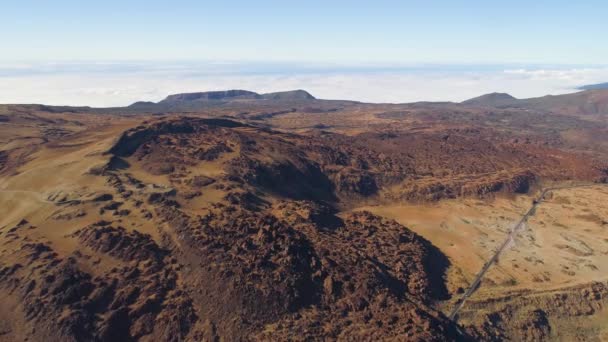 テイデ国立公園 山や硬化溶岩以上のフライトの空撮 テネリフェ島のカナリア諸島 — ストック動画