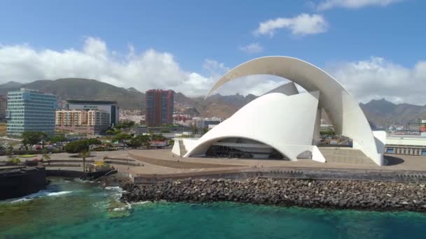 Santa Cruz Tenerife Spanje Mei 2018 Luchtfoto Van Auditorio Tenerife — Stockvideo