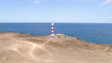 Tenerife, Kanarya Adaları, İspanya hava görünümünü deniz feneri Faro de Rasca yükseklikten. Wild Coast Atlas Okyanusu