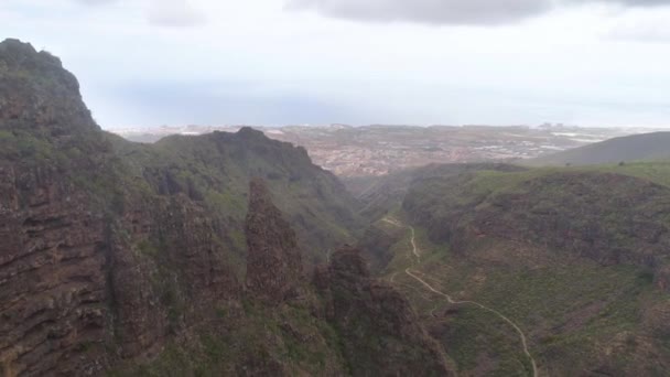 Tenerife Spain May 2018 Aerial View Rocky Mountains Hell Gorge — Stock Video