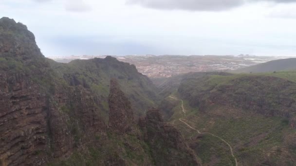 Teneriffa Spanien Mai 2018 Luftaufnahme Der Felsigen Berge Der Höllenschlucht — Stockvideo