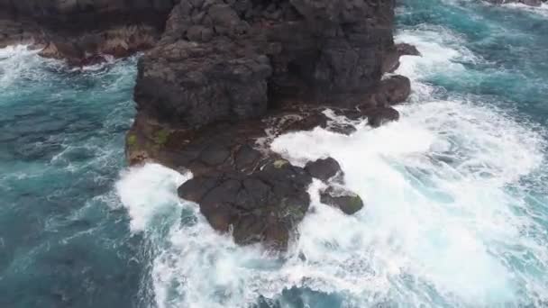 Tenerife Spain May 2018 Aerial View Rocky Coast Atlantic Ocean — стоковое видео