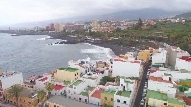 Teneriffa Punta Brava Spanien Maj 2018 Flygfoto Klippiga Kusten Atlanten — Stockvideo