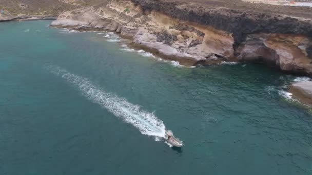Tenerife Caleta Spanya Mayıs 2018 Havadan Görünümü Tekne Nera Deniz — Stok video