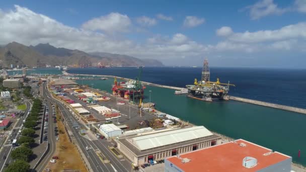 Santa Cruz Tenerife España Mayo 2018 Vista Aérea Del Puerto — Vídeos de Stock