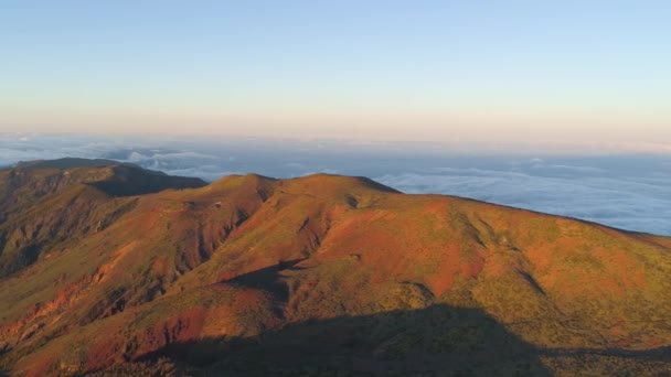 Vue Aérienne Parc National Teide Vol Dessus Des Montagnes Nuages — Video