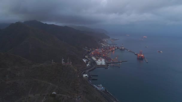 Santa Cruz Tenerife Spanien Maj 2018 Flygfoto Över Port Drone — Stockvideo