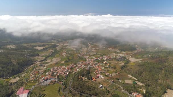 Luchtfoto Van Stadje Tenerife Vlucht Wolken Zonnige Dag Spanje Canarische — Stockvideo