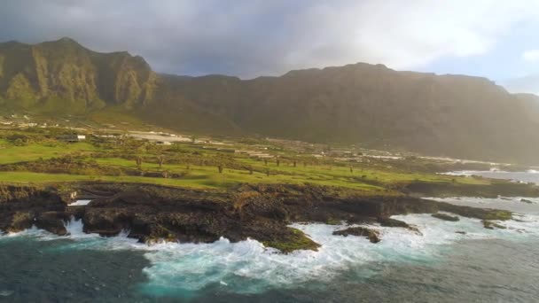 Légi Felvétel Sziklák Atlanti Óceán Tenerife Shot Ból Fenti Drone — Stock videók