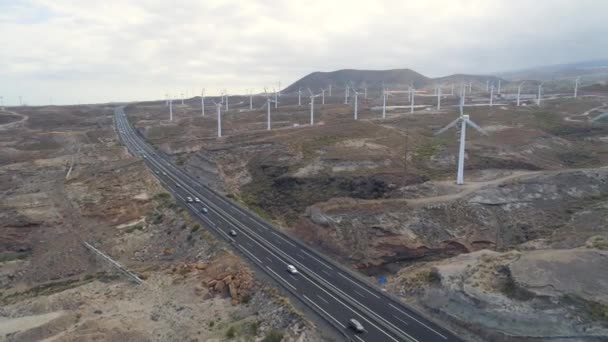 Letecký Pohled Výšky Větrných Mlýnů Tenerife Kanárské Ostrovy Španělsko Drony — Stock video