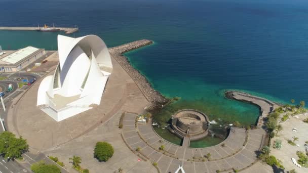 Santa Cruz Tenerife Spanje Mei 2018 Luchtfoto Van Auditorio Tenerife — Stockvideo