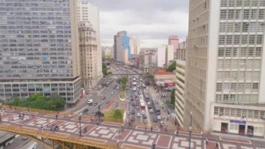 Havadan görünümü üzerinde köprü Santa Efigenia Sao Paulo, Brezilya. 4 k'dan fazla vurdu casus uçak