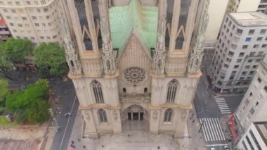 Sao Paulo, Brezilya - 3 Mayıs 2018: Havadan görünümü, Se Cathedral şehir merkezinde. 4 k'dan fazla vurdu casus uçak