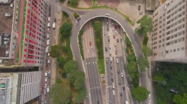 Sao Paulo, Brezilya - 3 Mayıs 2018: Sao Paulo, Brezilya - 3 Mayıs 2018: şehir merkezinin havadan görünümü posta şehir yukarıdan kare, konut ve iş binalar. 4 k'dan fazla vurdu casus uçak
