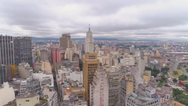 Sao Paulo Brazil May 2018 Aerial View City Centre Banespa — Stock Video