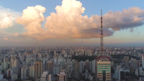 Sao Paulo Brezilya Mayıs 2018 Havadan Görünümü Şehir Merkezine Konut — Stok video