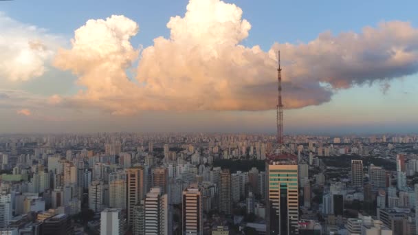 Sao Paulo Brezilya Mayıs 2018 Havadan Görünümü Şehir Merkezine Konut — Stok video