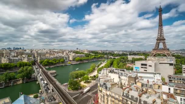 Paris França Junho 2018 Período Dia Torre Eiffel Movimento Rápido — Vídeo de Stock