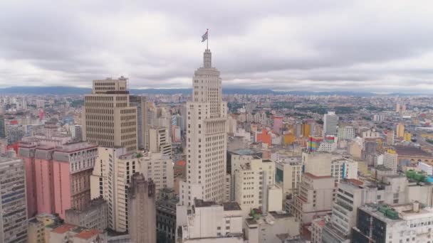 Sao Paulo Brasilien Maj 2018 Flygfoto Över Staden Centrum Banespa — Stockvideo