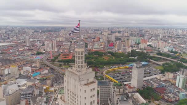 Sao Paulo Brazílie Května 2018 Letecký Pohled Město Centrum Banespa — Stock video