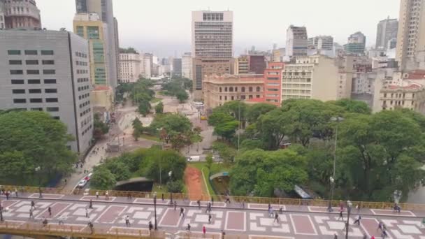 Luchtfoto Uitzicht Brug Santa Efigenia Sao Paulo Brazilië Drone Schoot — Stockvideo