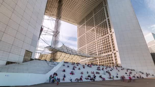 Paříž Francie Května 2018 Timelapse Pohled Moderní Budovu Défense Rychlý — Stock video