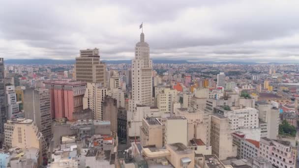 Sao Paulo Brazilië Mei 2018 Luchtfoto Van Stad Centrum Banespa — Stockvideo