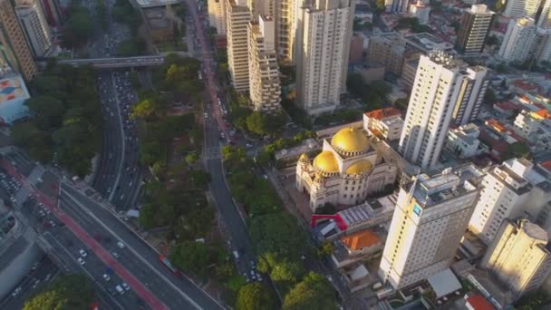 Сан Пауло Базил Января 2018 Года Воздушный Вид Сверху Центр — стоковое видео