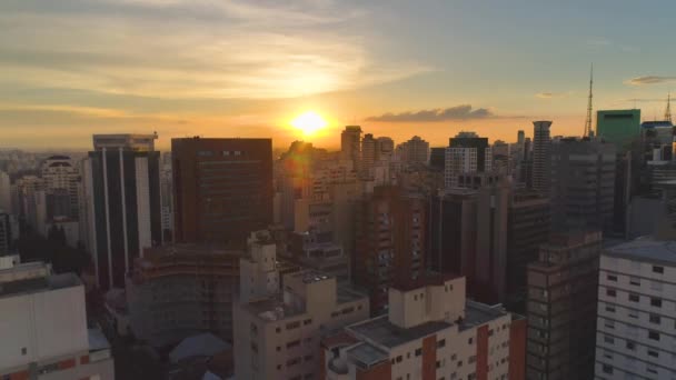 Sao Paulo Brasil Maio 2018 Vista Aérea Centro Cidade Pôr — Vídeo de Stock