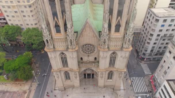 Sao Paulo Brasilien Mai 2018 Luftaufnahme Der Kathedrale Der Innenstadt — Stockvideo