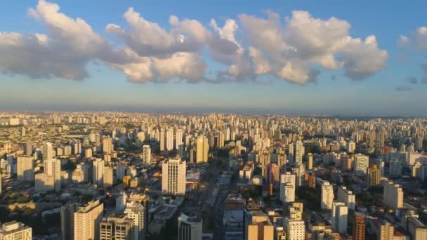 サンパウロ ブラジル 2018 市内中心部 住宅およびビジネス建物都心の上からの眺め で撮影ドローン — ストック動画