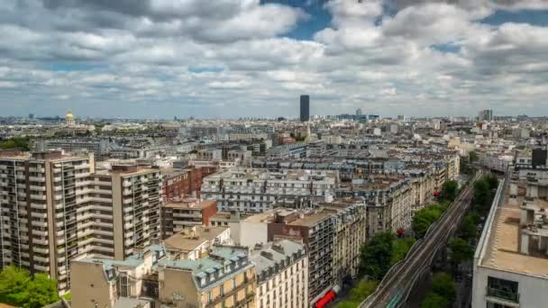 París Francia Junio 2018 Timelapse Una Ciudad Desde Arriba Movimiento — Vídeos de Stock