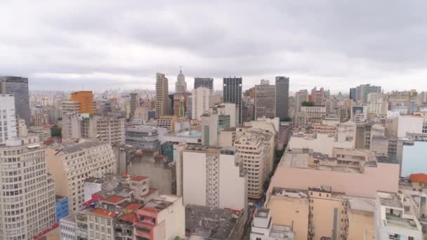 サンパウロ ブラジル 2018 市内中心部 住宅およびビジネス建物都心の上からの眺め で撮影ドローン — ストック動画