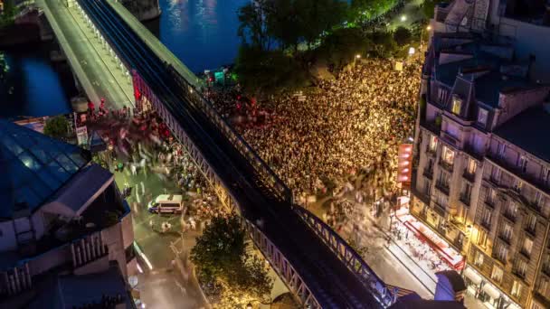 Paris Fransa Haziran 2018 Timelapse Yukarıdan Bir Şehrin Gece Hızlı — Stok video