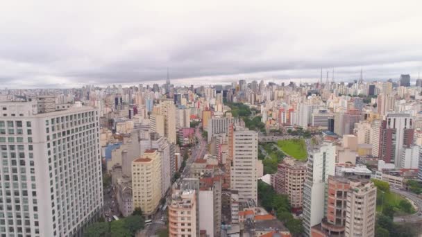 Sao Paulo Brezilya Mayıs 2018 Havadan Görünümü Şehir Merkezi Ground — Stok video