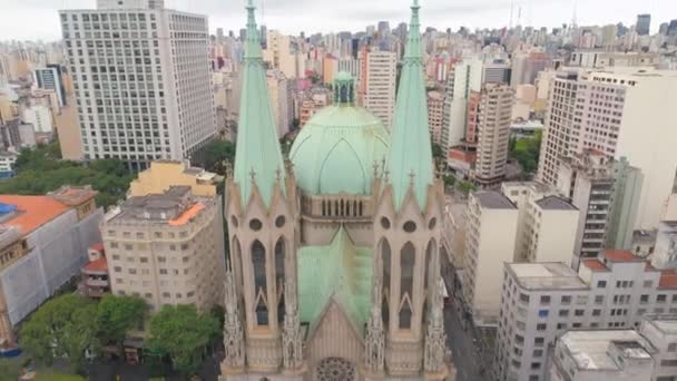 Sao Paulo Brasil Maio 2018 Vista Aérea Catedral Centro Cidade — Vídeo de Stock