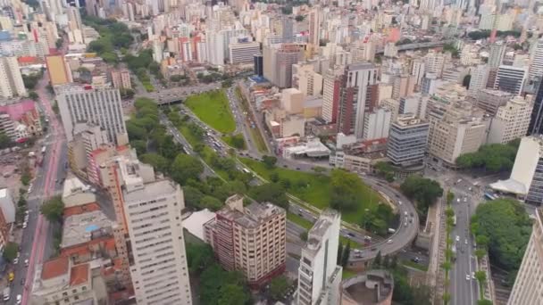 Sao Paulo Brezilya Mayıs 2018 Havadan Görünümü Şehir Merkezi Ground — Stok video