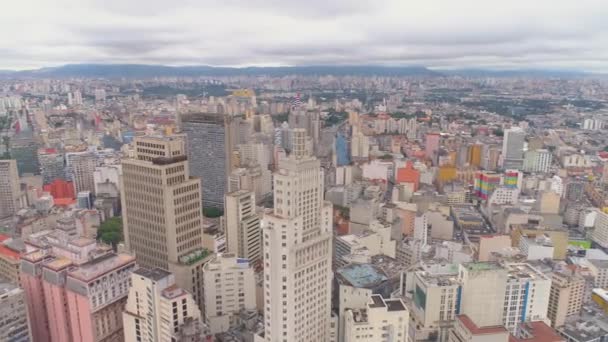 Sao Paulo Brasilien Maj 2018 Flygfoto Över Staden Centrum Banespa — Stockvideo