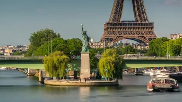 Paris Frankrike Juni 2018 Eiffeltornet Dag Timelapse Snabba Rörelser Solig — Stockvideo