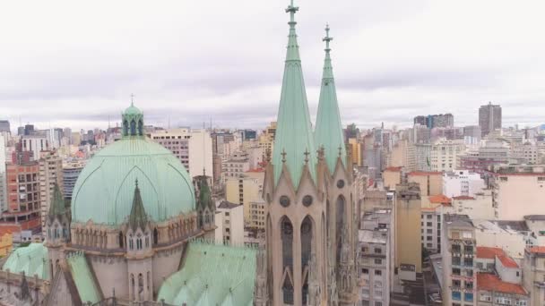 Sao Paulo Brazylia Maja 2018 Aerial View Katedry Centrum Miasta — Wideo stockowe