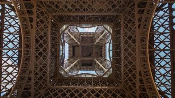 Paříž Francie Června 2018 Eiffelova Věž Pod Den Timelapse Slunečný — Stock video