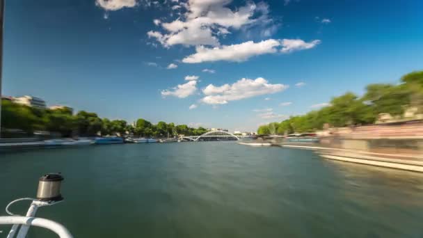 Paris Frankreich Juni 2018 Zeitraffer Blick Vom Boot Auf Der — Stockvideo