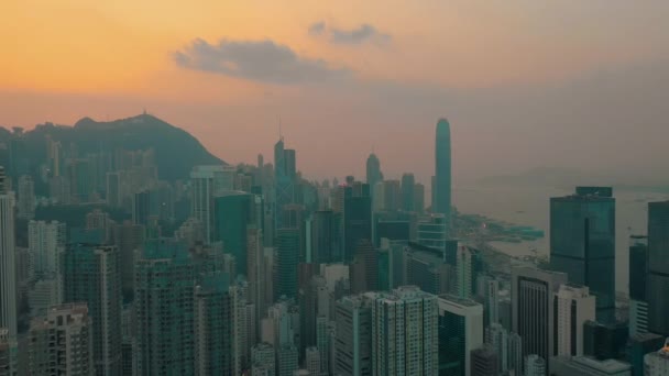 Hong Kong May 2018 Aerial View Sunset Victoria Peak Victoria — Stock Video