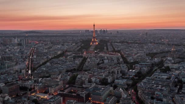 Paris França Junho 2018 Pôr Sol Noite Torre Eiffel Movimento — Vídeo de Stock