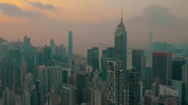 Гонконг Май 2018 Вид Воздуха Закат Над Пиком Виктория Гавань — стоковое видео