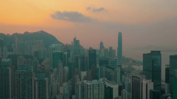 Гонконг 2018 Травня Пташиного Польоту Захід Сонця Над Піку Вікторія — стокове відео