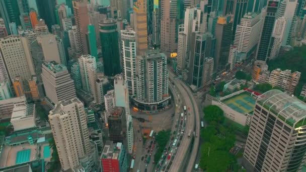 Hong Kong Mei 2018 Luchtfoto Van Een Zonsondergang Victoria Peak — Stockvideo