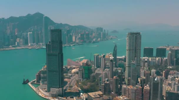 Hong Kong 2018 Május Légi Felvétel Victoria Öböl Süt Nap — Stock videók
